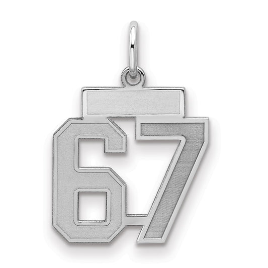Sterling Silver/Rhodium-plated Satin Number 67 Charm