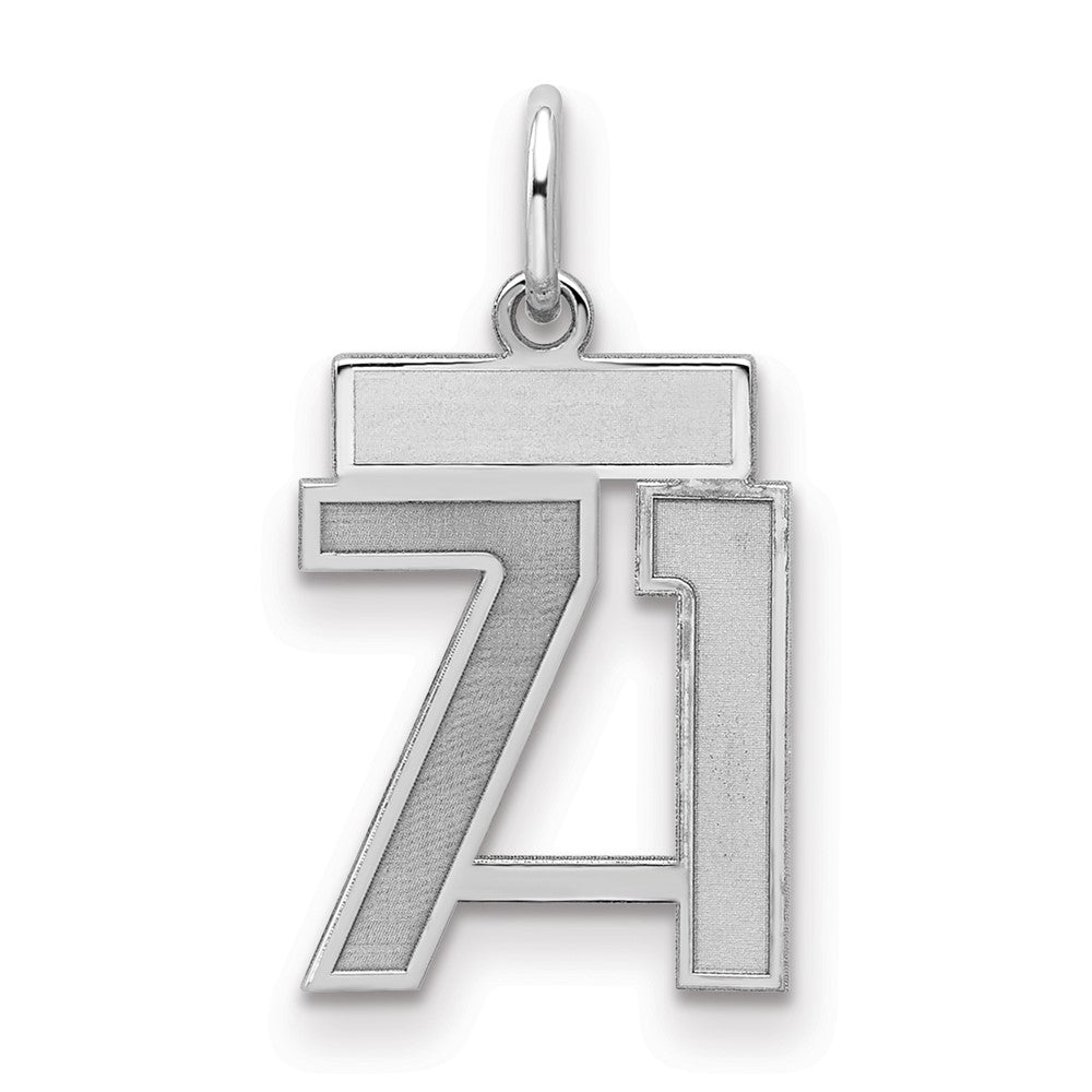Sterling Silver/Rhodium-plated Satin Number 71 Charm
