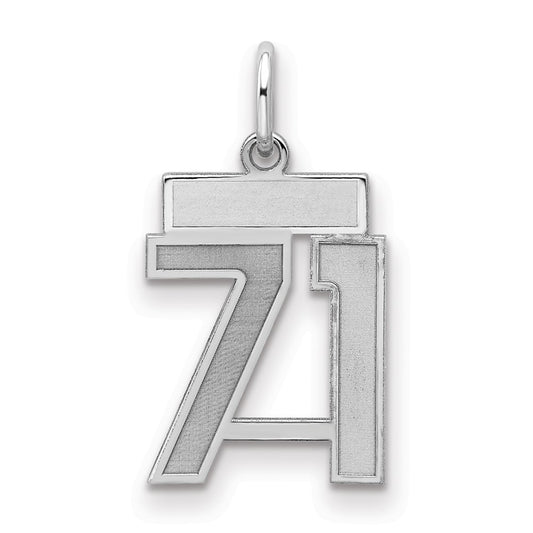 Sterling Silver/Rhodium-plated Satin Number 71 Charm