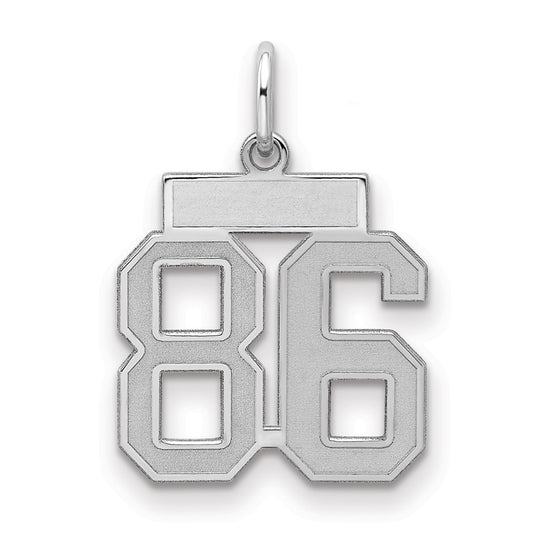 Sterling Silver/Rhodium-plated Satin Number 86 Charm