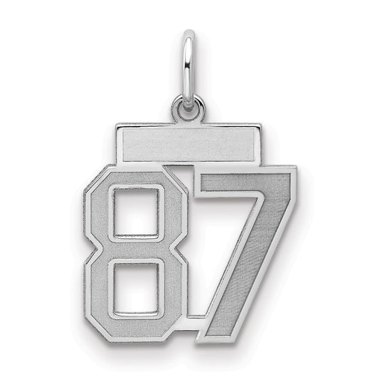 Sterling Silver/Rhodium-plated Satin Number 87 Charm