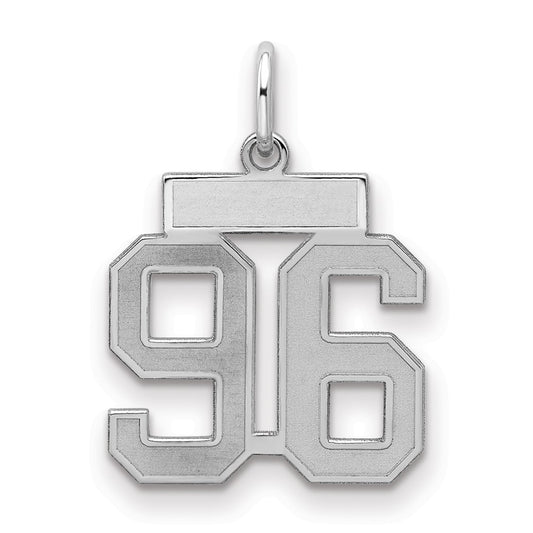 Sterling Silver/Rhodium-plated Satin Number 96 Charm