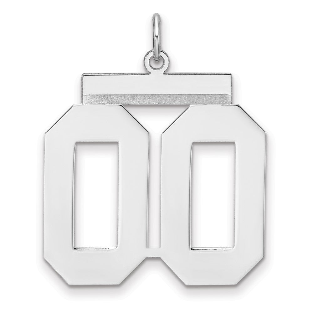 Sterling Silver/Rhodium-plated Polished Number 00 Charm