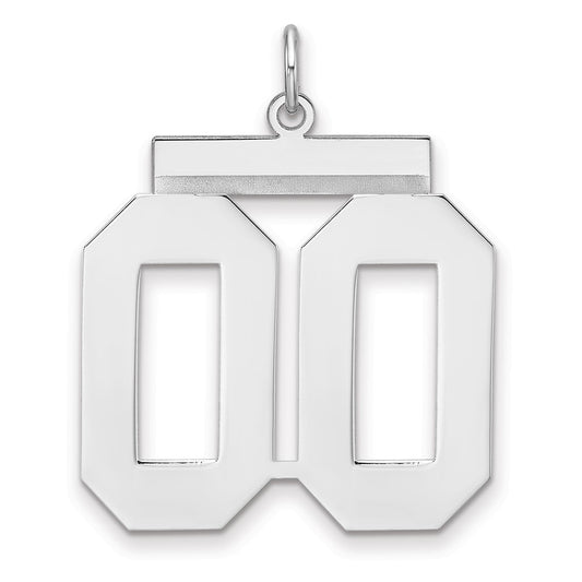 Sterling Silver/Rhodium-plated Polished Number 00 Charm