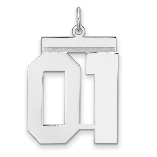 Sterling Silver/Rhodium-plated Polished Number 01 Charm