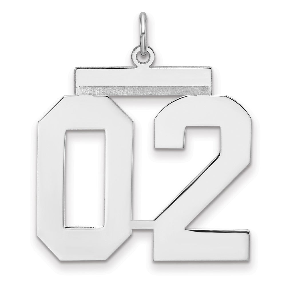 Sterling Silver/Rhodium-plated Polished Number 02 Charm