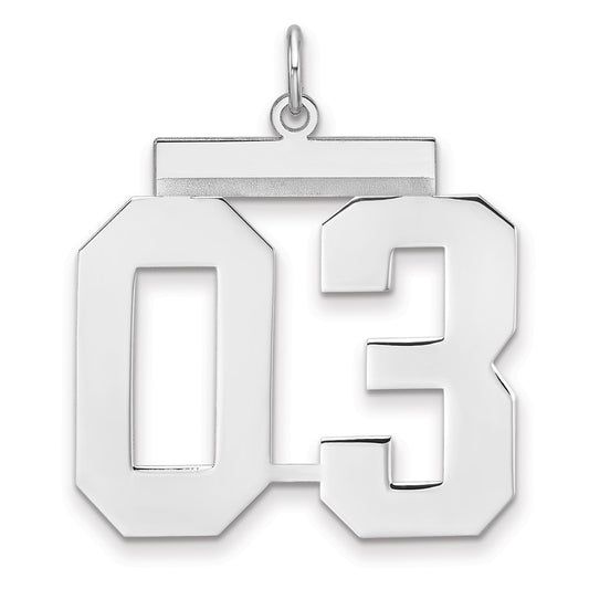 Sterling Silver/Rhodium-plated Polished Number 03 Charm