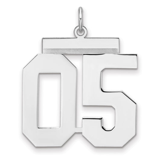 Sterling Silver/Rhodium-plated Polished Number 05 Charm