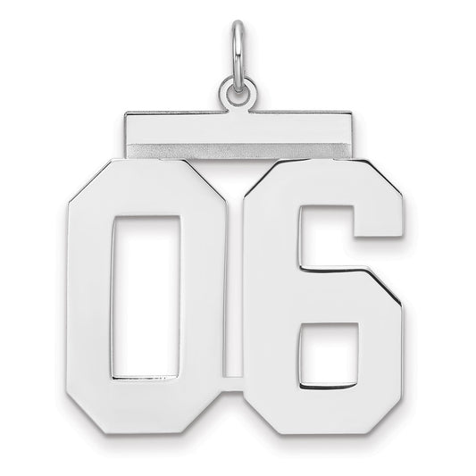 Sterling Silver/Rhodium-plated Polished Number 06 Charm