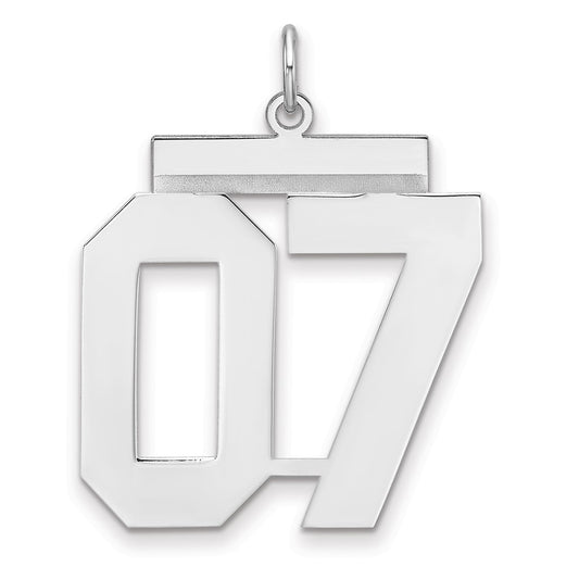 Sterling Silver/Rhodium-plated Polished Number 07 Charm