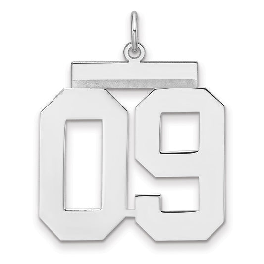 Sterling Silver/Rhodium-plated Polished Number 09 Charm