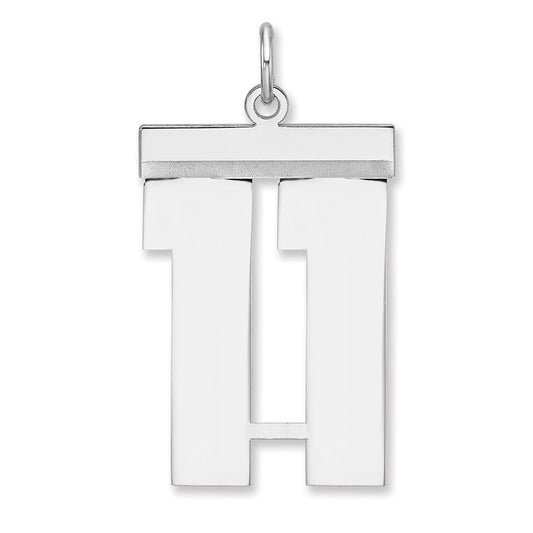 Sterling Silver/Rhodium-plated Polished Number 11 Charm