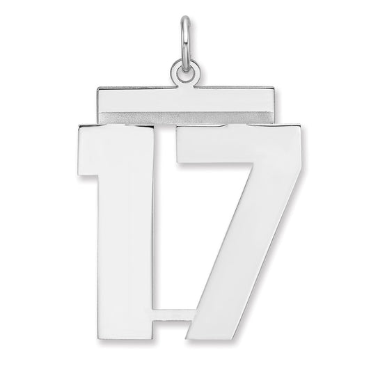 Sterling Silver/Rhodium-plated Polished Number 17 Charm