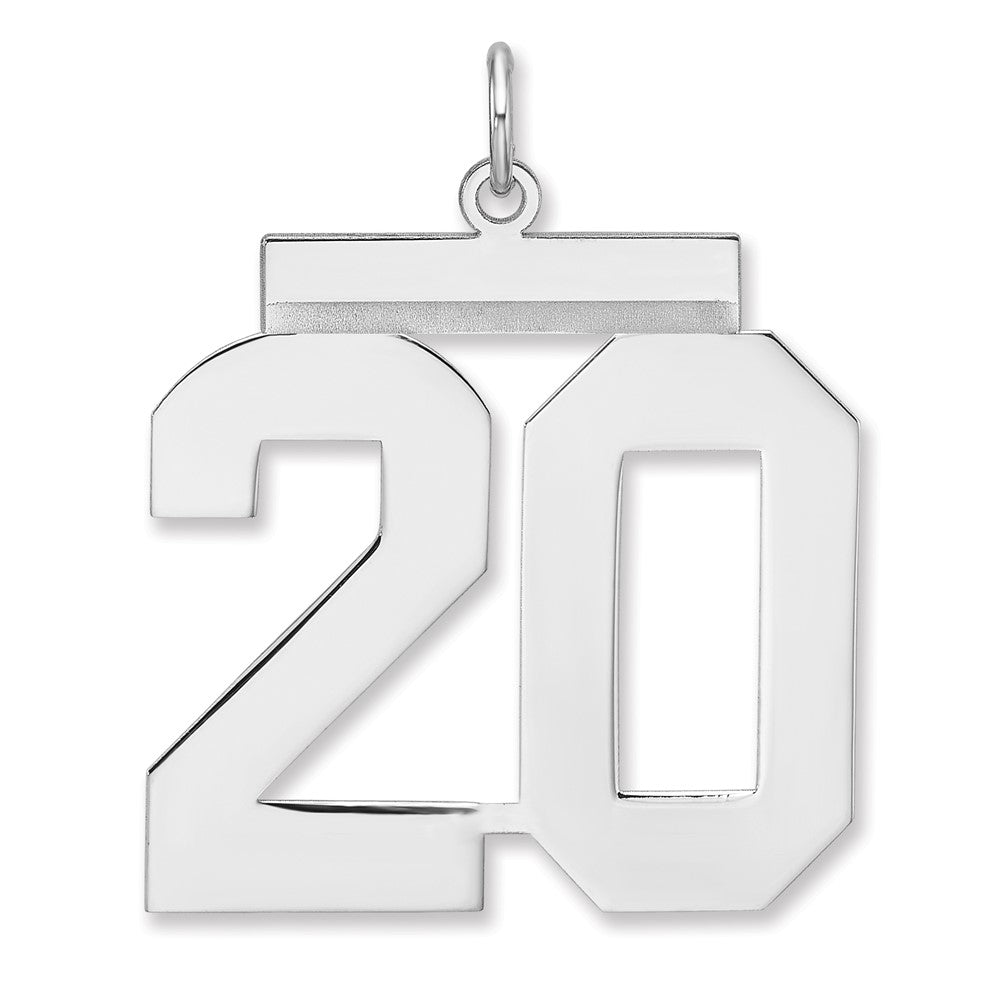 Sterling Silver/Rhodium-plated Polished Number 20 Charm