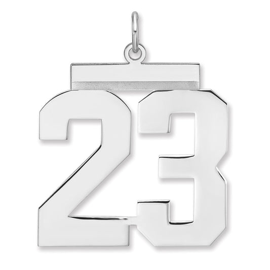 Sterling Silver/Rhodium-plated Polished Number 23 Charm