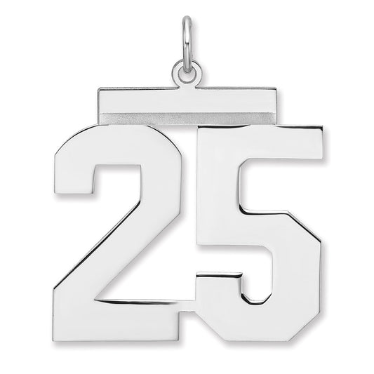 Sterling Silver/Rhodium-plated Polished Number 25 Charm