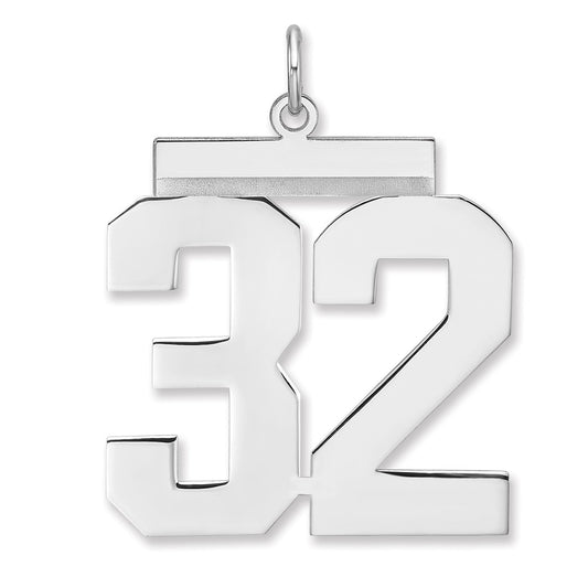 Sterling Silver/Rhodium-plated Polished Number 32 Charm