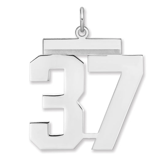 Sterling Silver/Rhodium-plated Polished Number 37 Charm