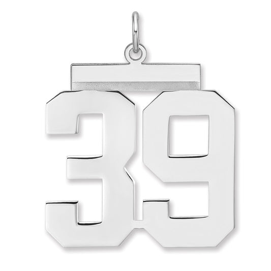 Sterling Silver/Rhodium-plated Polished Number 39 Charm