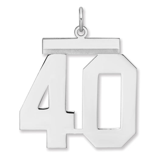 Sterling Silver/Rhodium-plated Polished Number 40 Charm