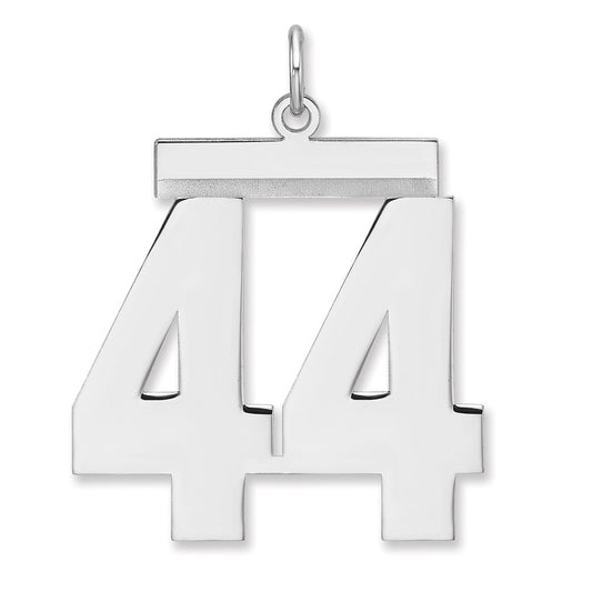 Sterling Silver/Rhodium-plated Polished Number 44 Charm