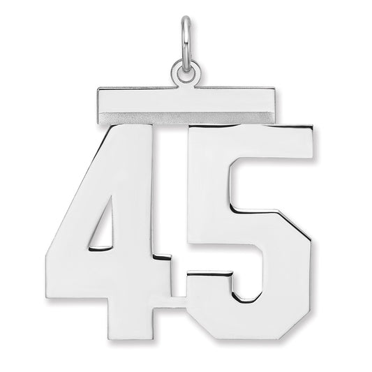Sterling Silver/Rhodium-plated Polished Number 45 Charm