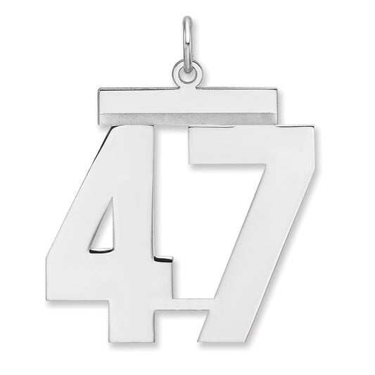 Sterling Silver/Rhodium-plated Polished Number 47 Charm