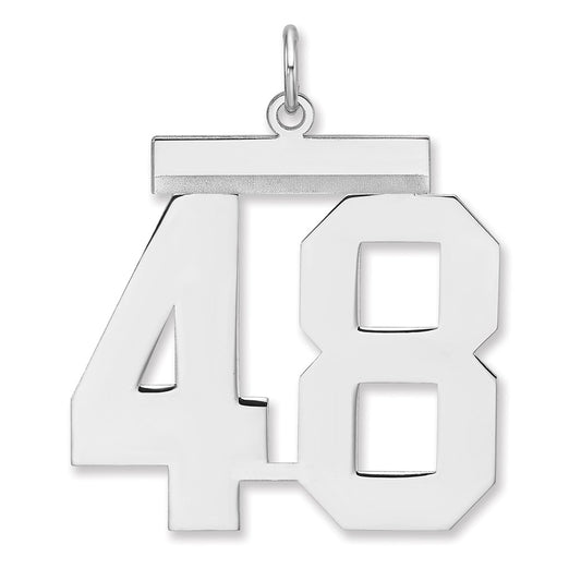 Sterling Silver/Rhodium-plated Polished Number 48 Charm