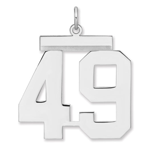 Sterling Silver/Rhodium-plated Polished Number 49 Charm