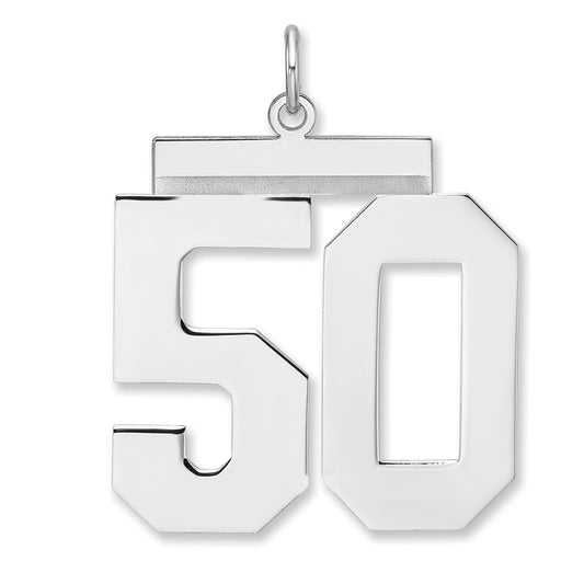 Sterling Silver/Rhodium-plated Polished Number 50 Charm