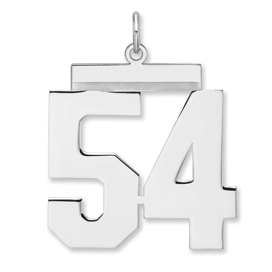 Sterling Silver/Rhodium-plated Polished Number 54 Charm