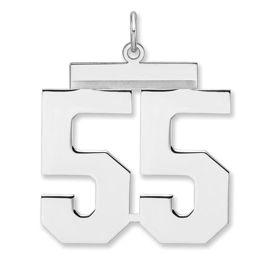 Sterling Silver/Rhodium-plated Polished Number 55 Charm