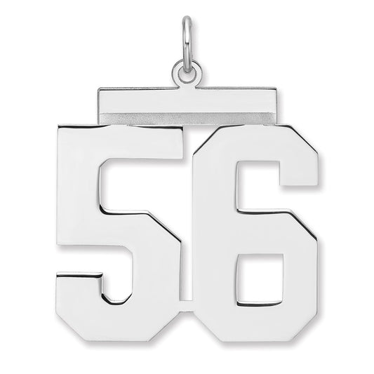 Sterling Silver/Rhodium-plated Polished Number 56 Charm