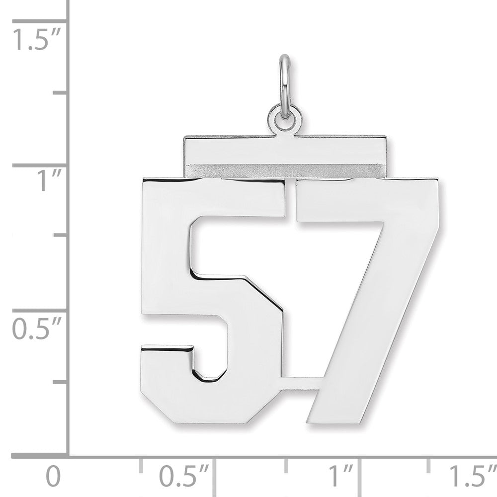 Sterling Silver/Rhodium-plated Polished Number 57 Charm