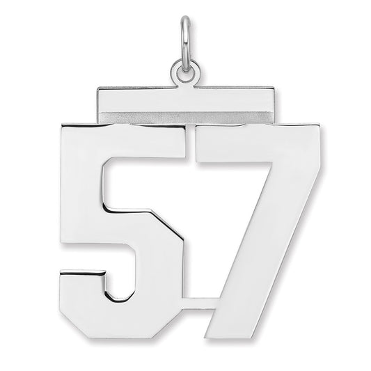 Sterling Silver/Rhodium-plated Polished Number 57 Charm