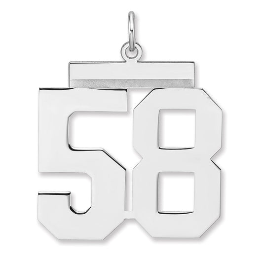 Sterling Silver/Rhodium-plated Polished Number 58 Charm