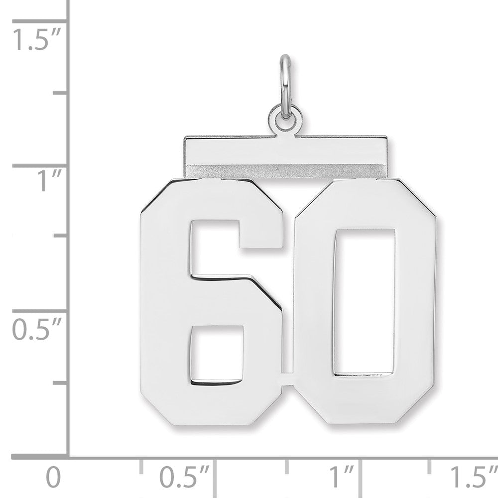 Sterling Silver/Rhodium-plated Polished Number 60 Charm