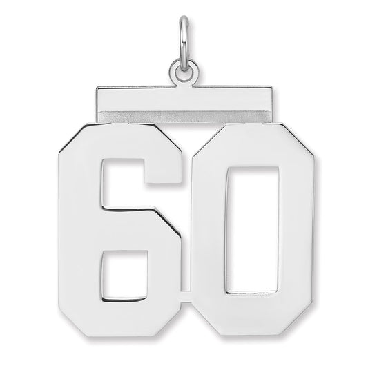 Sterling Silver/Rhodium-plated Polished Number 60 Charm