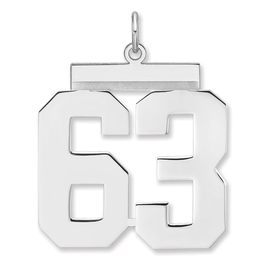 Sterling Silver/Rhodium-plated Polished Number 63 Charm