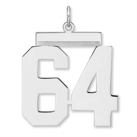 Sterling Silver/Rhodium-plated Polished Number 64 Charm