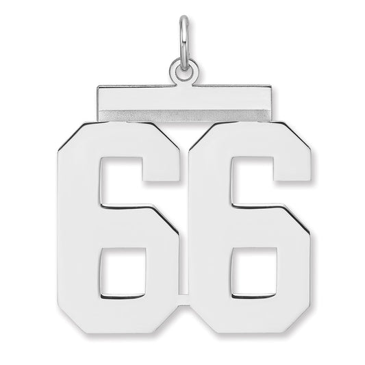 Sterling Silver/Rhodium-plated Polished Number 66 Charm