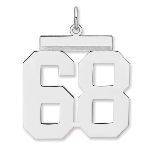 Sterling Silver/Rhodium-plated Polished Number 68 Charm