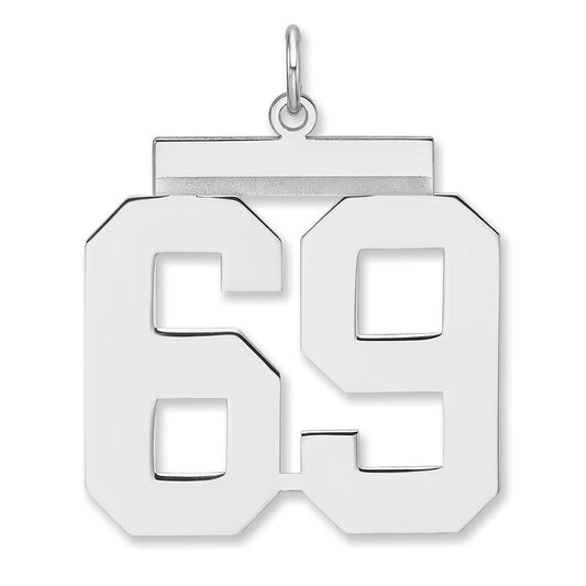 Sterling Silver/Rhodium-plated Polished Number 69 Charm
