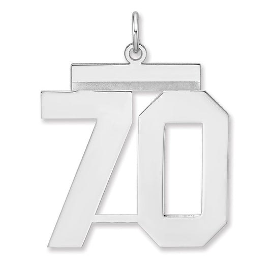 Sterling Silver/Rhodium-plated Polished Number 70 Charm