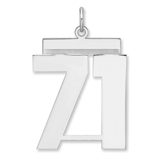 Sterling Silver/Rhodium-plated Polished Number 71 Charm