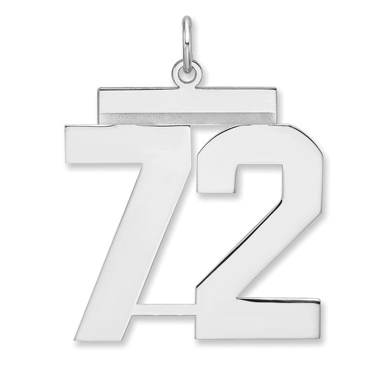 Sterling Silver/Rhodium-plated Polished Number 72 Charm