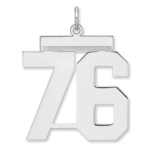 Sterling Silver/Rhodium-plated Polished Number 76 Charm