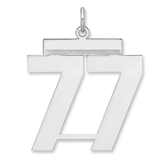 Sterling Silver/Rhodium-plated Polished Number 77 Charm