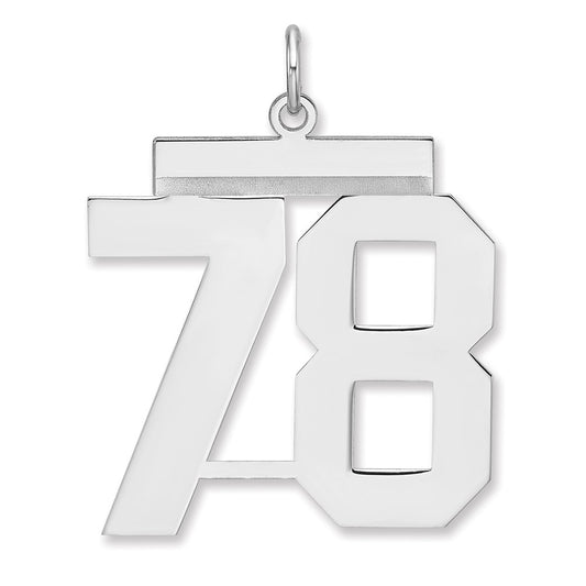 Sterling Silver/Rhodium-plated Polished Number 78 Charm