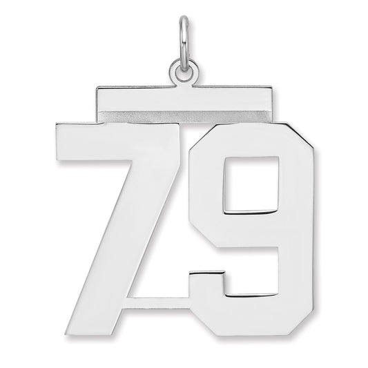 Sterling Silver/Rhodium-plated Polished Number 79 Charm